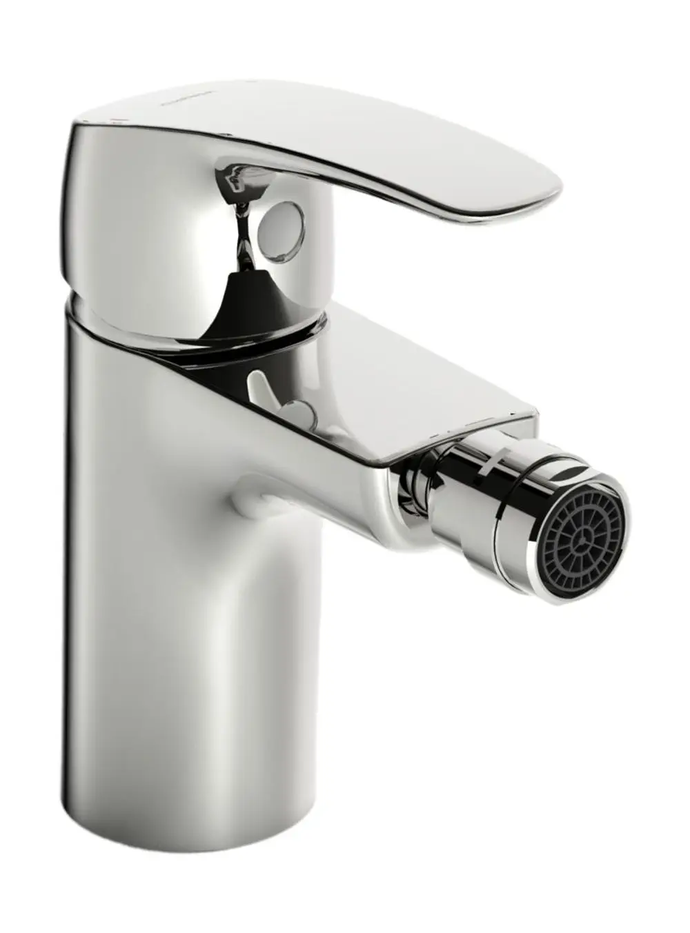 HANSAPINTO Einhebelmischer für Bidets in Chrom. Mit einer Ausladung am Wasserstrahl und einer integrierten Zugstangenablaufgarnitur. Kompakte Bauform.
